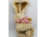 Boyds Bears Cute Tan Furry Bunny Rabbit with Pink Ribbon Jointed 8&quot; Coll... - $10.95