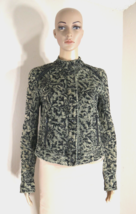 Free People Victorian Jacquard Moto Jacket Exposed Seam Zip Up Cuff Wms Size 6 - £35.58 GBP