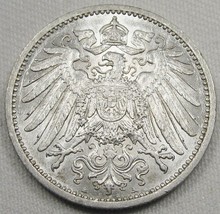 1912-A Germany 1 Mark .900 Fine Silver AU+ Coin AE49 - £31.73 GBP