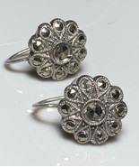 Vintage Sterling Silver Marcasite Screwback Earrings - €31,43 EUR