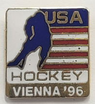 Vienna '96 Ice Hockey World Champion USA Team Pin Enamel Player Silhouet... - $12.99