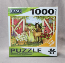 Lang 1000 Piece Puzzle Linen-Embossed - &quot;Heartland Barn&quot; Horses by Susan... - $14.84