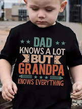 NEW Grandpa Knows Everything Print Tee Tops, Boys Round Neck Casual Shor... - £9.74 GBP