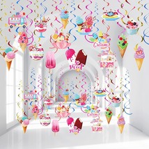 36 Pcs Ice Cream Party Decorations Ice Cream Hanging Swirls Colorful Swirl Desse - £14.84 GBP