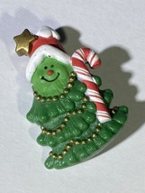 Vintage 1981 Hallmark Christmas Tree Pin Brooch Holiday Candy Cane Smili... - $5.90