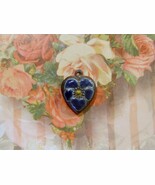 Vintage Sterling silver enameled puffy heart charm-PRUSSIAN BLUE  pansy - $27.00