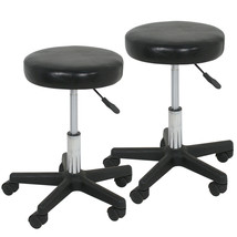 2Pcs Adjustable Salon Stool Hydraulic Saddle Rolling Chair Tattoo Massag... - £71.89 GBP