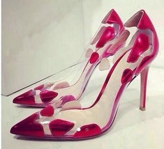  Elegant Sexy  Sheer shallow mouth high heels Party Dress shoes Red Gold... - $79.99