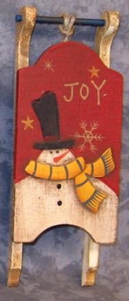 Primary image for 34043J -Joy Snowman Sleigh Mini  Wood Ornament