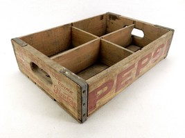 Vintage Wooden Pepsi Bottle Crate, Akron/Canton, Plant Shelf, Man Cave Decor - £30.71 GBP