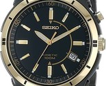 Seiko SKA366 Men&#39;s Black Dial Stainless Steel Two-Tone Kinetic Dress Watch - £168.67 GBP