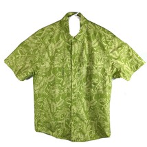 Duluth Vented Fishing Shirt Mens Medium Yellow Green Hiking Hawaiian Design - $23.27