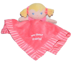 Garanimals My Best Friend Lovey Blanket Rattle Pink Blond Pigtails Girl satin - £13.06 GBP