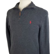Polo Ralph Lauren Sweater Men&#39;s Small 1/4 Zip Mock Neck Cotton  Dark Gra... - £17.25 GBP