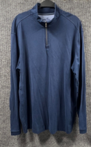 Tommy Bahama Mens Sweater XL Blue Pima Cotton 3/4 Zip Mock Neck Peru Swo... - $29.47