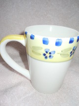 Yellow &amp; Blue Floral Stoneware Mug  New - £1.58 GBP