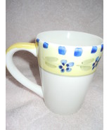 Yellow &amp; Blue Floral Stoneware Mug  New - £1.58 GBP