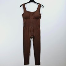 MoonsLover Ribbed Solid Tummy Control Sleeveless Seamless Jumpsuit Brown... - $22.23