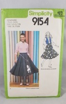 Simplicity Poodle Skirt Vest Sewing Pattern 9154 Jr Sizes 5/6 7/8 Vintag... - £6.13 GBP
