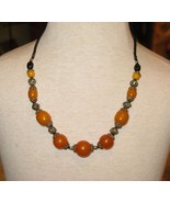 Moroccan Amber Beads Necklace - Moroccan Berber Orange Amber short necklace - £78.44 GBP