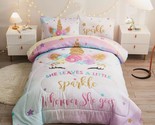 Twin Comforter Set For Girls, 5-Piece Bed In A Bag, 3D Colorful Unicorn ... - $82.99