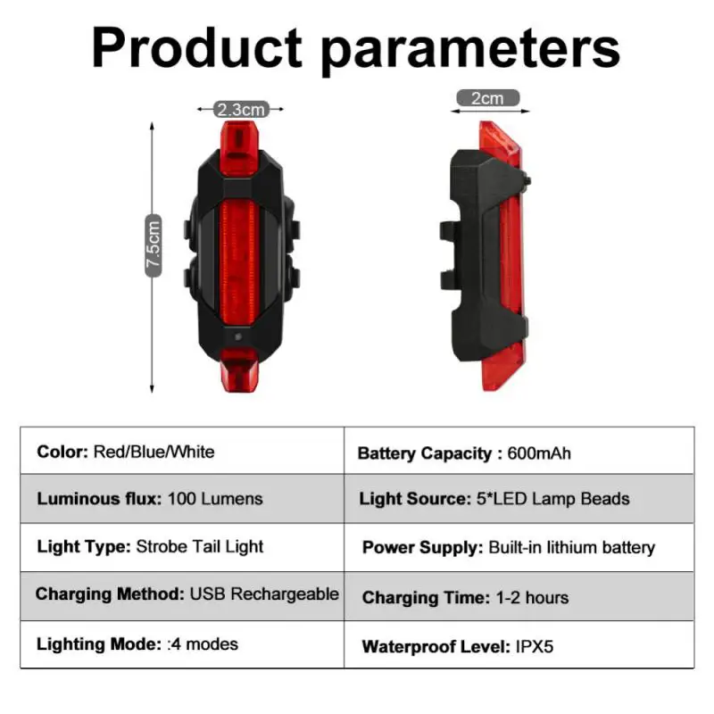 Sporting USB Rechargeable Bicycle TailLight Mountain Bike Safety Warning Front A - £18.44 GBP
