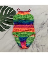 Vintage Y2K Kathy Ireland Womens One Piece Swimsuit Size 12 Neon Rainbow... - $27.06 CAD