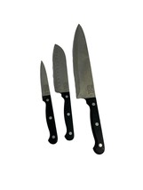 Set of 3 Chicago Cutlery Knife Set 8&quot; 5&quot; 3.5&quot; Black Handle Paring Chef P... - £27.69 GBP