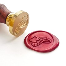Hearts &amp; Rings Wax Seal Stamp With Rosewood Handle, Decorating On Invita... - £15.97 GBP