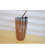 Onebttl This is Probably Wine Tumbler 20oz Rose Gold Metal Straw BPA Free - $14.01