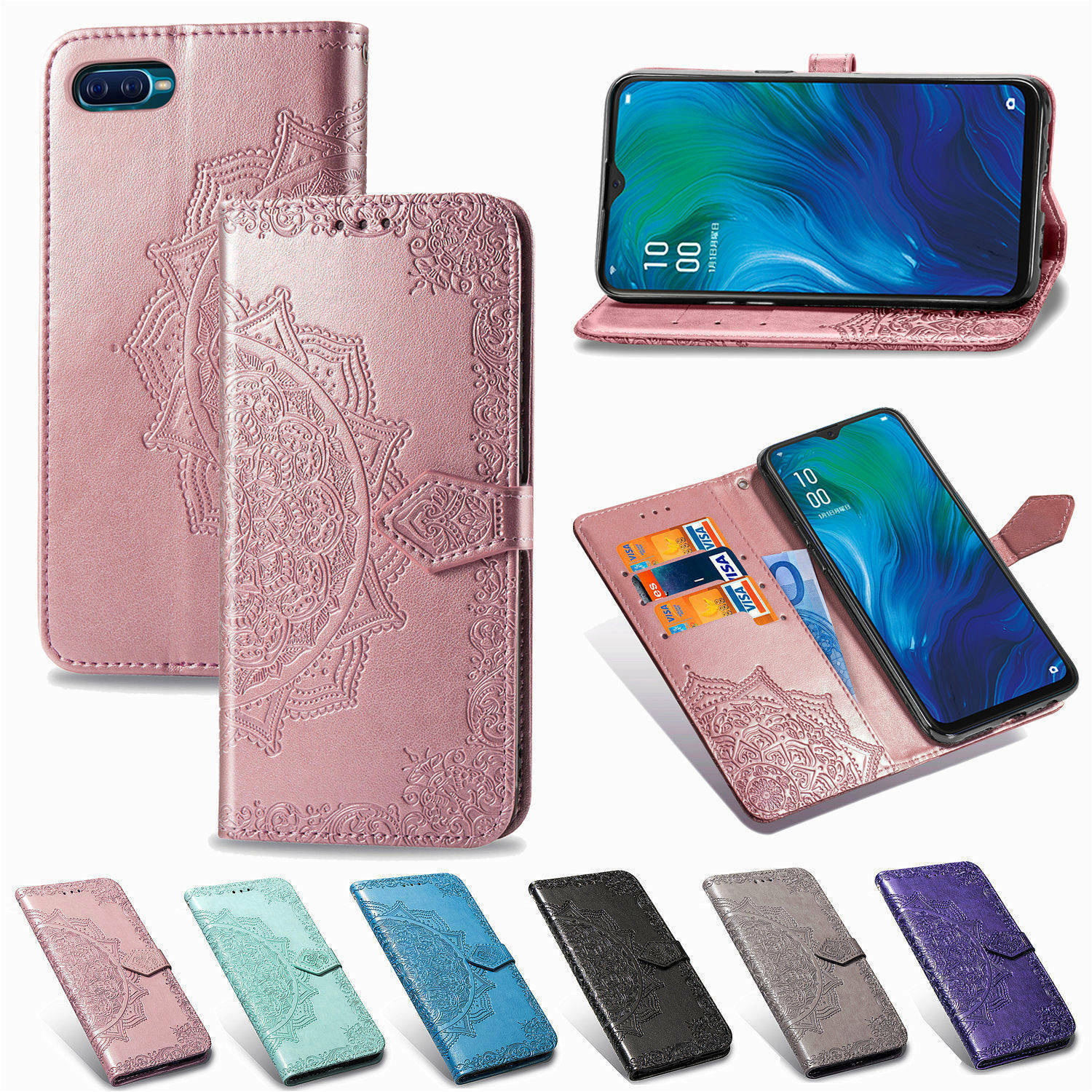 For Oppo Realme C11 6 Pro Reno A/Z Ace 2Z A9 2020 Flip Leather Wallet Case Cover