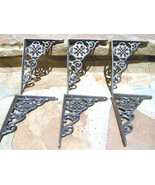 6 Cast Iron Wall Shelf Brackets Corbel VICTORIAN Small Braces Gunmetal G... - £55.62 GBP