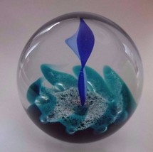 Vintage Caithness Art Glass Paperweight Scotland Blue Sail 443/750 - £61.01 GBP