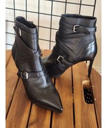 Saint Laurent Black Leather Booties Ankle Boots Shoes Heels YLS  U.S. 5.5 - £176.99 GBP