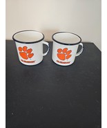 2 Clemson Tigers Enamel on Metal Camping Camper Coffee Cups Mugs Cup Mug FS - £19.95 GBP