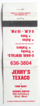 Jerry&#39;s Texaco Service - Salisbury, North Carolina 20 Strike Matchbook Cover NC - £1.19 GBP