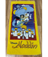 VTG 1990s Franco Disney Aladdin Genie Magic Carpet Jasmine Towel Yellow ... - $15.55 CAD