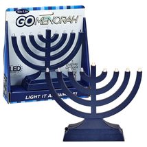 Rite Lite Go Mini Metallic Dark Blue Electric Menorah - Chanukah Menorah Jewish  - £15.85 GBP