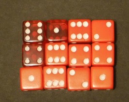 6 Sided Red Acrylic Dice lot of 12 - £3.91 GBP