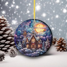 Beautiful Starry Night Christmas Ornament, Christmas Eve Church, Xmas Tr... - £15.85 GBP