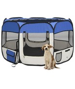  Dog Playpen Blue and Cream Polyester, Steel 43.3 x 43.3 x 22.8 in - $177.37 CAD