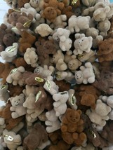 Vintage Mini Flocked Fuzzy 1&quot; Toy Teddy Bears Vending Charm Prize NOS lot of 3 - £7.85 GBP