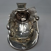 GODINGER Silver Plated Snowman Snack Tray Christmas Holiday Serving - $14.80