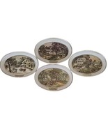 4-Currier &amp; Ives Metal Trays ~ American Homestead ~ 4 Seasons ~ Fabcraft... - $38.10 CAD