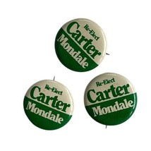 Vintage Re-Elect Carter Mondale Hat Lapel Jacket Pin Badge Green White Lot - £9.44 GBP