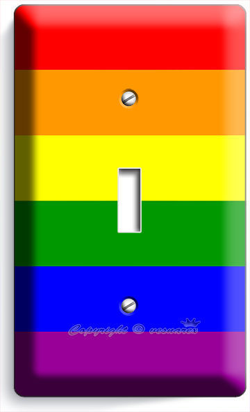RAINBOW COLORS FLAG SINGLE LIGHT SWITCH WALL PLATE ROOM DECOR GAY LESBIAN PRIDE
