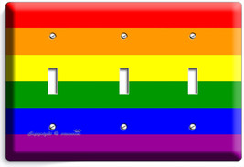 RAINBOW COLORS FLAG TRIPLE LIGHT SWITCH WALL PLATE ROOM DECOR GAY LESBIA... - £14.11 GBP