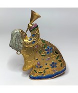 Vintage Cloisonne Brass Angel with Horn Christmas Holiday Ornament - $701.24 MXN