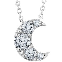 2.30 Ct Round Half Moon Real Moissanite Pendant Necklace 14K White Gold Plated - £66.17 GBP