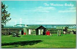 Mackinac Bridge Fort Michilimackinac Michigan MI UNP Chrome Postcard F14 - £2.29 GBP